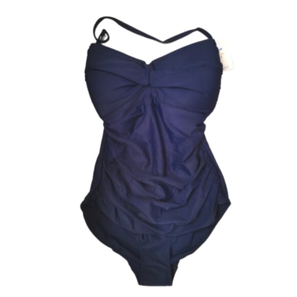 NWT Navy one piece bathing suit C cup Sz 12 - Picture 3 of 8